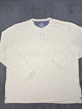 Tommy Bahama 3XLT Long Sleeve Henley Shirt Beige Stretch Casual